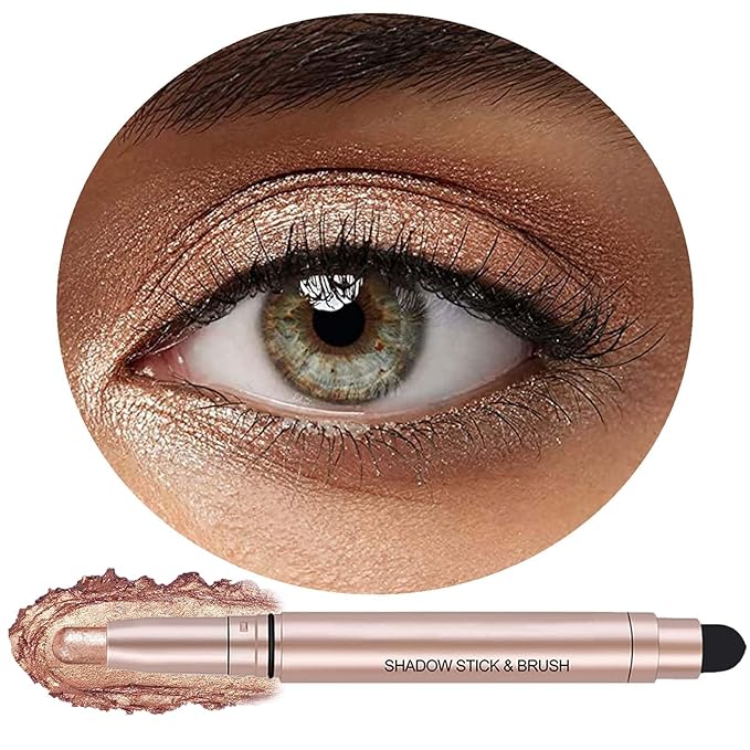 Eyeshadow Stick Makeup, Waterproof Hypoallergenic Long Lasting Cream Eye Shadow Pencil, Highlighter Matte Crayon eyes liner, Glitter Primer Palette Shimmer Eyeliner Pen, Champagne Shimmer