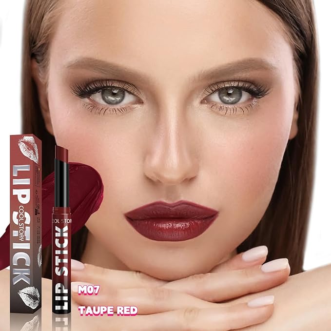 COOL STORY Matte Lipstick Lightweight Blurring Formula with High Impact Pigment, Long-lasting, 0.07 oz (Taupe Red)