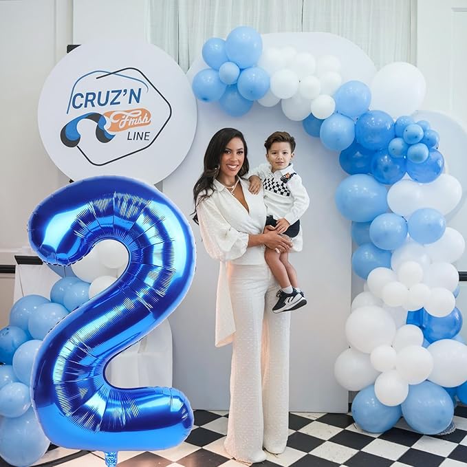 40 Inch Balloon Number 2 Navy Blue, Large Foil Dark Royal Blue Number Balloons Set 0-9, Self Inflating Digital 2 Helium Balloons for Boys 2nd Birthday Anniversary Baby Shower Party Decorations