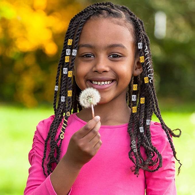 106 Pcs Gold Silver Hair Braids Dreadlock Beads Non-Piercing Ear Clip Jewelry Accessories for Women Men Styling Tools US204