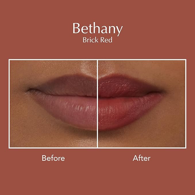 Thrive Causemetics Impact-FULL Smoothing Lipstick, Moisturizing Lip Makeup Essential with Vitamin E, Lightweight Creamy Lipstick for Women, Long Lasting, Vegan, Shade Bethany (Brick Red)
