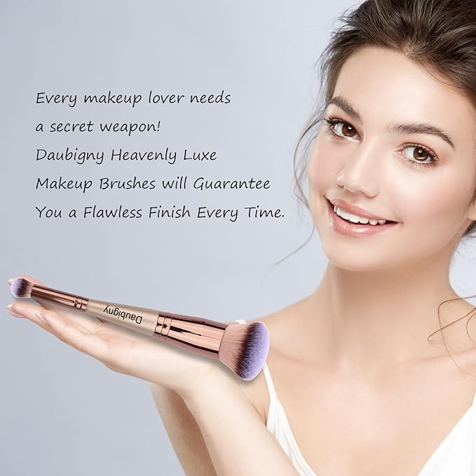 Daubigny Makeup Brushes Dual-ended Foundation Brush Concealer Brush Perfect for Any Look Premium Luxe Hair Rounded Taperd Flawless Brush Ideal for Liquid, Cream, Powder,Blending, Buffing,Concealer