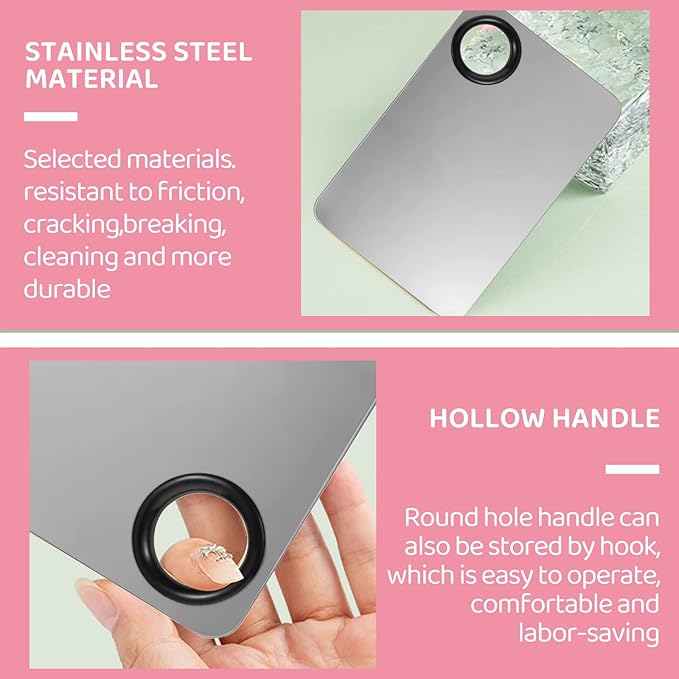 Makeup Mixing Palette with Foundation Brush and Spatula, Stainless Steel Makeup Palette Tray Mixer Nail Art Palette Mixing Tray