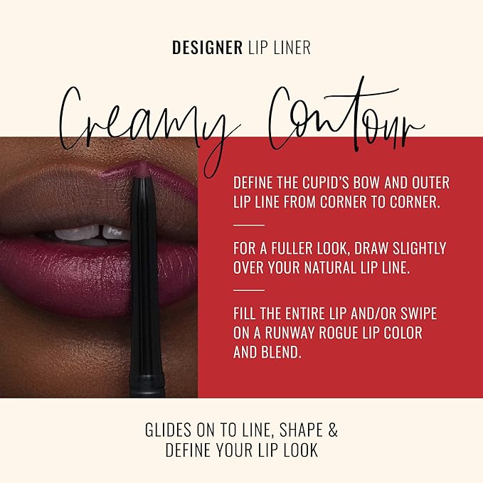 Runway Rogue ‘Call My Agent’ Velvet Glam Liquid Lipstick with 'Throwback' Matte Rich Burgundy-Blackberry Lip Liner Pencil and Lip Liner Sharpener