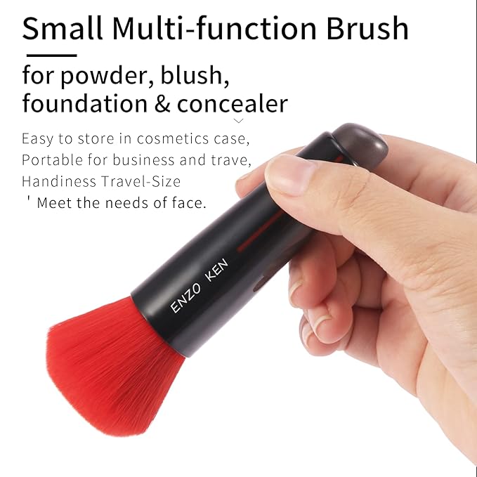 Kabuki Powder Foundation Brush, Powder Contour and Bronzer Brush, Portable Travel Kabuki Foundation Brushes, Foundation Brush for Liquid Blush, Angled Concealer Brush, Cream Blending Brush
