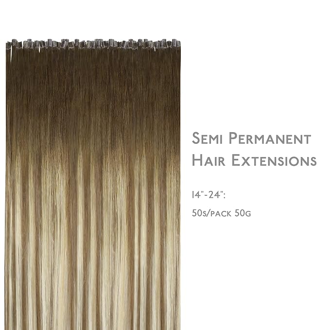 WENNALIFE U Tip Hair Extensions Human Hair, 50g 50s 20 Inch Ombre Walnut Brown to Ash Brown and Bleach Blonde Remy Hair Extensions K Tip Hair Extension Real Human Hair Invisible Straight Keratin Hair