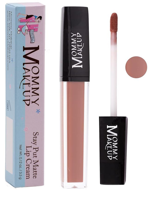Mommy Makeup Stay Put Matte Lip Cream - Kiss-proof, Transfer-proof, Waterproof, Long Lasting Lipstick - Non-Drying Formula Infused with Vitamin E (Sienna)