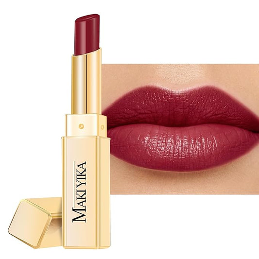 Dark Red Moisture Lipstick for Women Hydrate Tinted Lip Balm for Dry Cracked Lips Glossy Blackberry Lip Color Juicy Finish, MA074 Wine Radio