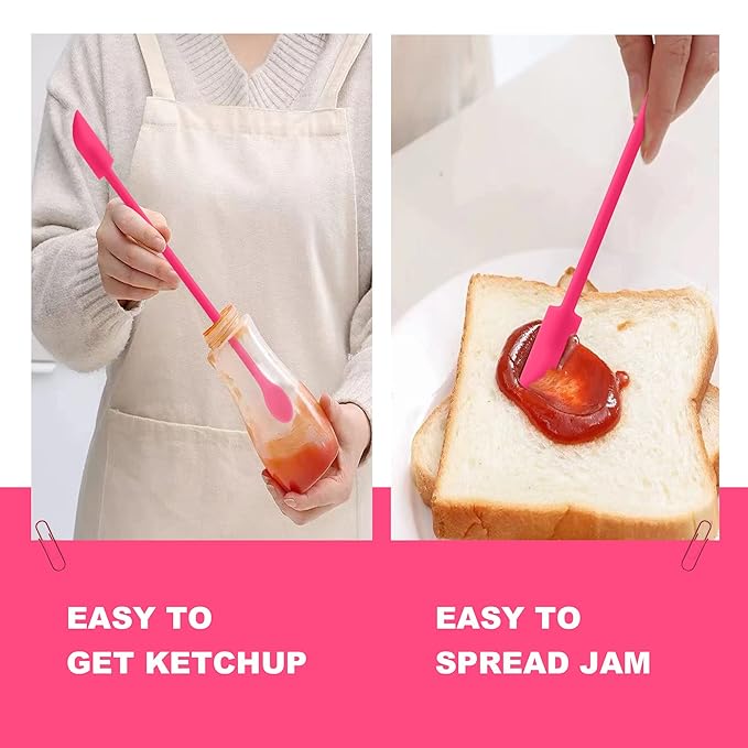 Mini Spatula Silicone Spatula Set, 4pcs Small Makeup Scrapers for Cosmetics, Reusable Beauty Tiny Tools, Thin Jar Scraper, Get Last of Makeup Out