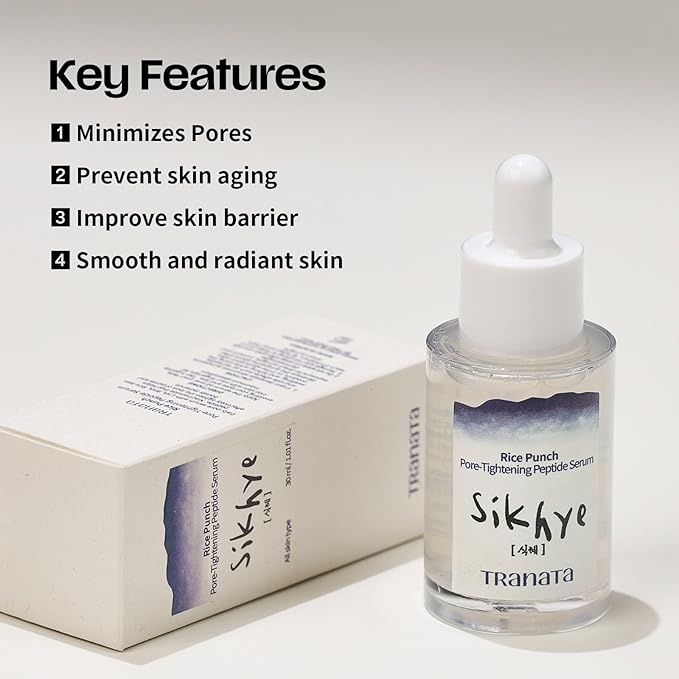 [TRANATA] Rice Punch Peptide Capsule Serum Pore tightening – Korean rice skincare with 80% Rice peptide for Glass Skin Glow Pore tightening Hydration peptide Rice& Lactobacillus for Face