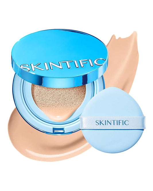 Velvet Matte Cushion Foundation Blue Ultra Cover Powder Foundation Oil-Control Waterproof BB Cushion Makeup CC Cream (01 VANILLA)