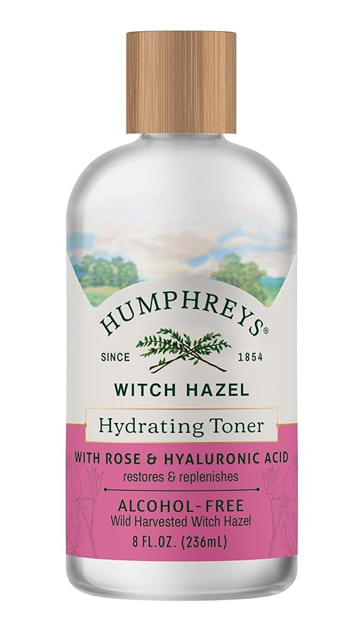 Humphreys Witch Hazel Hydrating Toner | Wild Harvested Witch Hazel & Rose | Natural, Alcohol-Free Formula | Balancing & Hydrating | Clears Pores | 8 Fl Oz