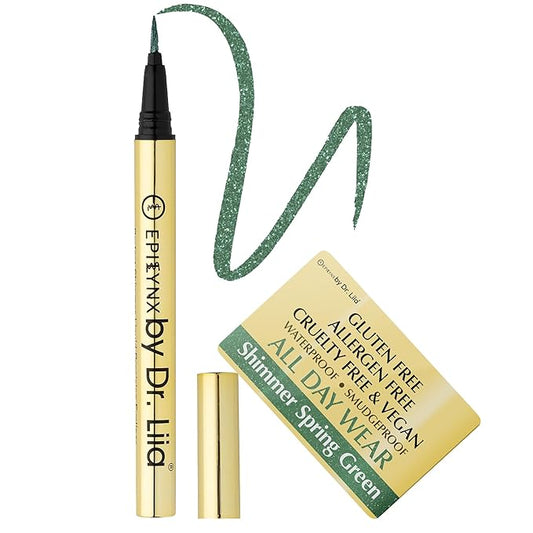 EPILYNX Waterproof Liquid Eyeliner - Smudge-Proof, Long-Lasting Vegan Liquid Eyeliner Pen with Precision Tip for Smooth Application, Gluten-Free, Hypoallergenic Eye Liner - 2mL Shimmer Spring Green