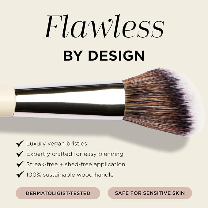 HALEYS Contour Brush VEGAN + CRUELTY-FREE, Angled & Tapered with Fluffy Bristles, Ideal for powder, cream, liquid, Use with blush, contour, bronzer, Sustainable Wood