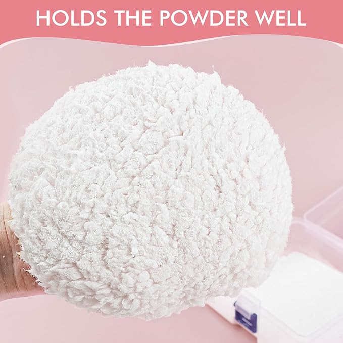 WSYUB Powder Puff, 6 Inch Extra-Large Powder Puff for Body Powder, Body Powder Puff, White