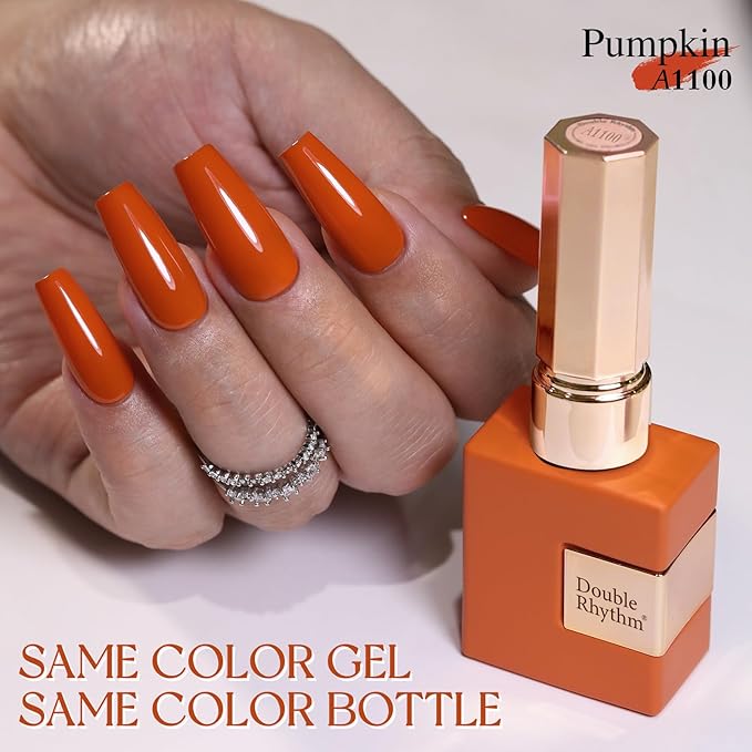 Double Rhythm 0.5Oz Gel Polish Pure Sheer Same Color Same Bottle Soak Off 15ML Gel Polish Manicure Salon Nail Art DIY at Home for Women (Pumpkin Orange-A1100)