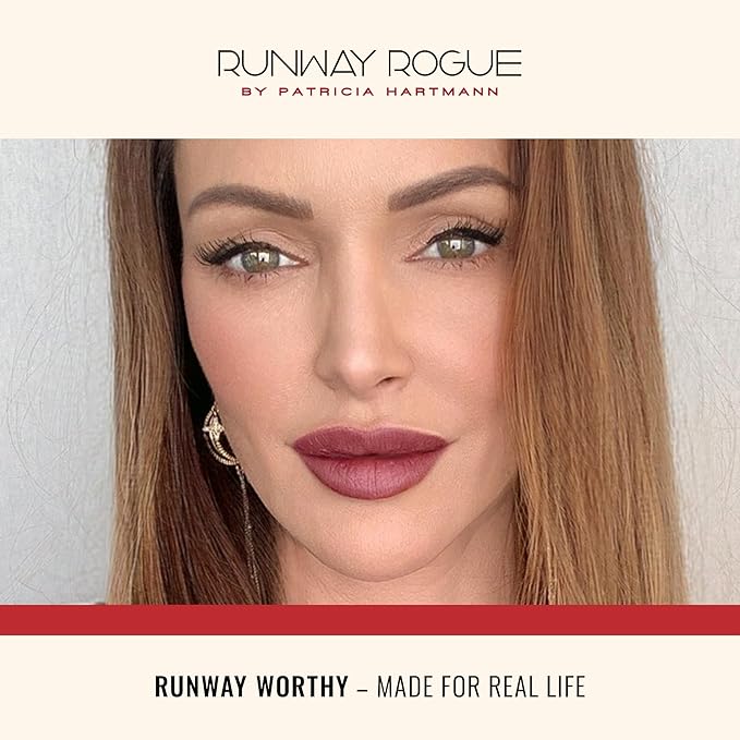 Runway Rogue ‘Call My Agent’ Velvet Glam Liquid Lipstick with 'Throwback' Matte Rich Burgundy-Blackberry Lip Liner Pencil and Lip Liner Sharpener