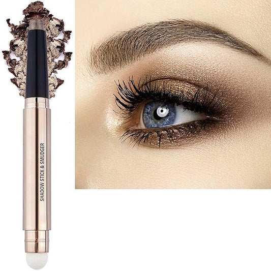 Dark Brown Eyeshadow Stick Makeup, Long-Lasting Waterproof Eye Shadow Pencil, Hypoallergenic Smudge-Proof Glitter Primer Palette Shimmer Eyeliner, Easy to Blend Eye Make Up