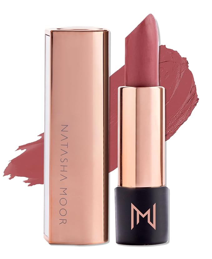 NATASHA MOOR Silk Suede Lipstick for Women - Long-Lasting, Waterproof Lipstick with Hydrating Semi-Matte Finish - Creamy, Cruelty-Free - Highly Pigmented with Mirror - 24-Hour Stay Power (BOSS)