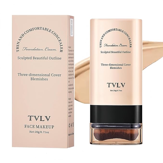 Face and Body Moisturizing Concealer Foundation,Flawlessly Covers Dark Circles, Wrinkles, Fine Lines. Features a Built-in Soft, Dense Brush Head.Medium-Dark and Natural Shades, 0.17 oz (02#NATURE)