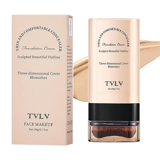 Face and Body Moisturizing Concealer Foundation,Flawlessly Covers Dark Circles, Wrinkles, Fine Lines. Features a Built-in Soft, Dense Brush Head.Medium-Dark and Natural Shades, 0.17 oz (02#NATURE)