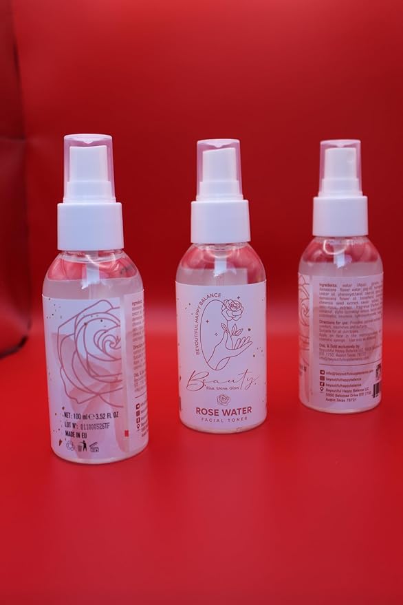 Beauty Hydrating Rose Water Facial Mist with Caviar Extract, Seaweed, Vitamin E and jojoba Oil