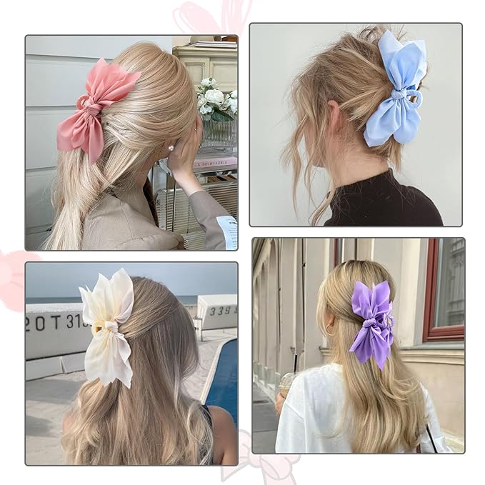 Bow Claw Clips Bow Hair Clips 4PC Big Hair Bows for Women Butterfly Styling Large Hair Clips for Thick Hair for Girls Hair Accessories for Teen