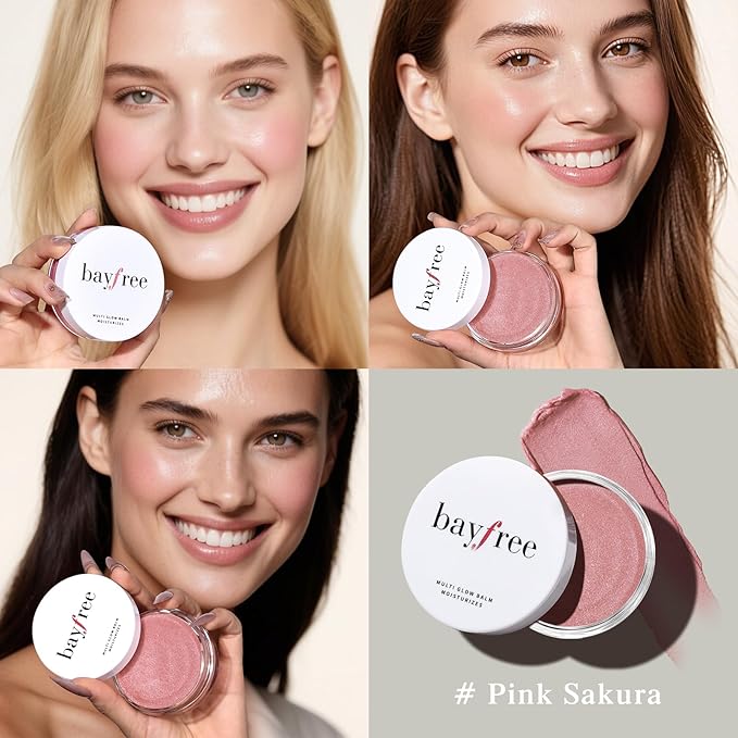 bayfree Multi Glow Balm Set, Cream Blush with Double-ended Brush, Radiant Finish, Hydrating, Creamy, Radiant Finish, Lightweight & Blendable Color, Face Balm