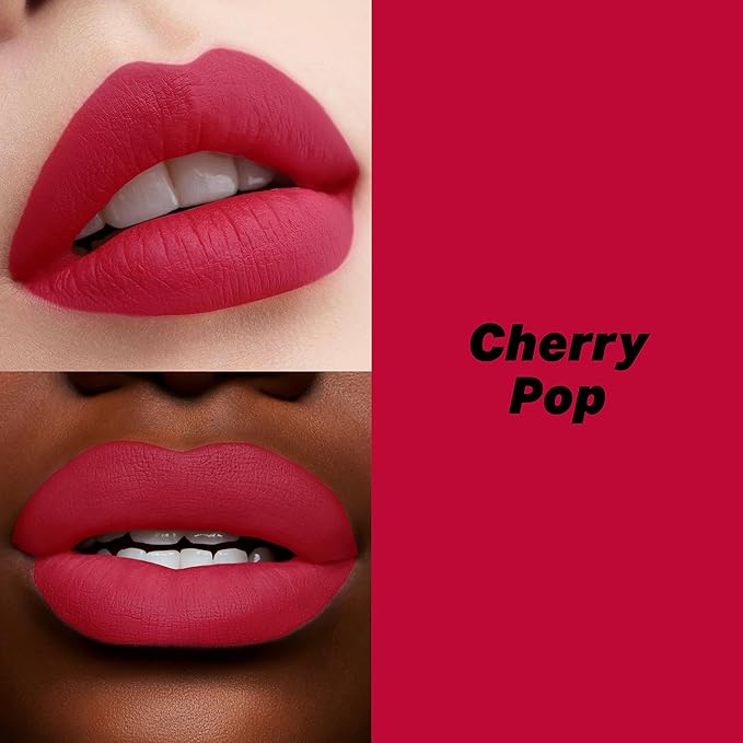 16-Hour Volumizing Matte Liquid Lipstick with Non-Drying, Waterproof Matte Liquid Lip Color: 109 Cherry Pop, 0.14 Fl Oz