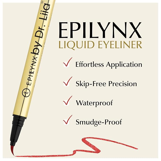 EPILYNX Waterproof Eyeliner - Smudge-Proof Liquid Eyeliner Pen with Precision Tip for Smooth, Long-Lasting Application - Vegan, Hypoallergenic & Gluten-Free Eye Liner - 2mL Shimmer Summer Red