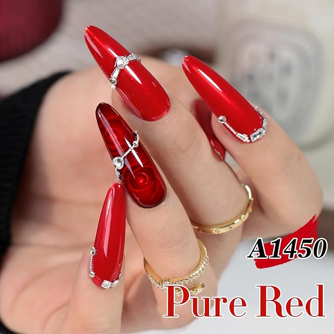 Double Rhythm 15ML Gel Polish Pure Sheer Same Color Same Bottle Soak Off Gel Polish Art Manicure Salon DIY at Home for Women (Jelly Red-A1450)