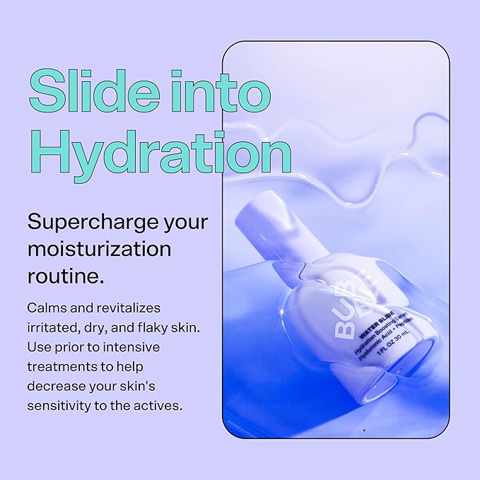 Bubble Skincare Water Slide Hyaluronic Acid Serum - Hydrating Face Serum for Skin Barrier Repair - Helps Reduce Signs of Redness & Revitalizes Dryness - Suitable for All Skin Types (30ml)