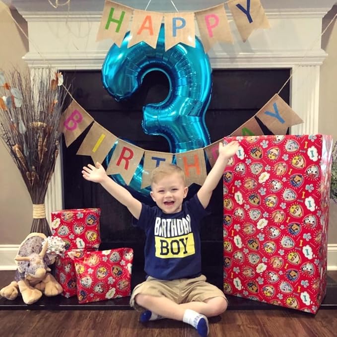 40 Inch Balloon Number 3 Blue, Large Foil Number Balloons Set 0-9, Digital 3 Helium Balloons for Boys Men 3rd 13th 30th Birthday Anniversary Graduation New Year's Eve Party Decoration Supplies