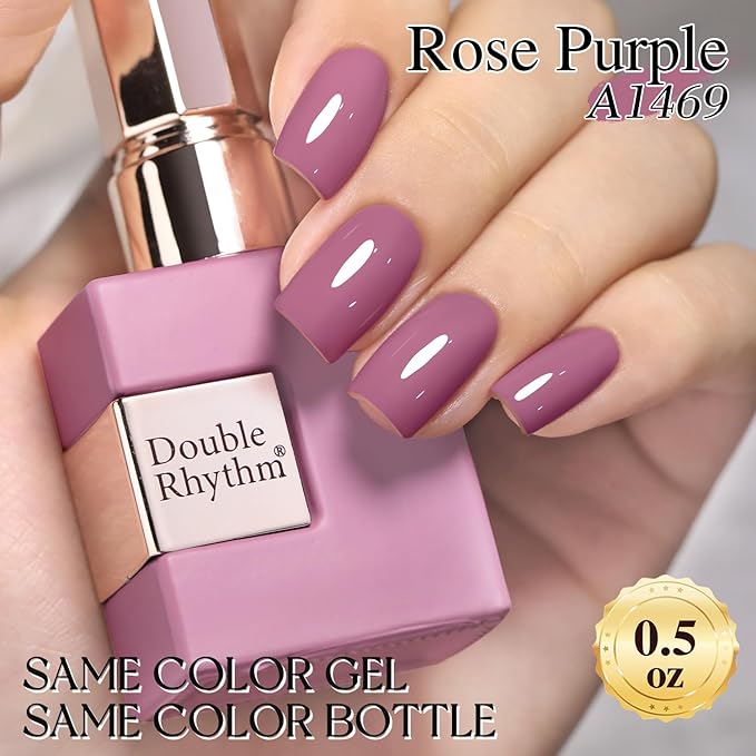 Double Rhythm 15ML Gel Polish Pure Sheer Same Color Same Bottle Soak Off Gel Polish Art Manicure Salon DIY at Home for Women (Wine Purple-A1469)