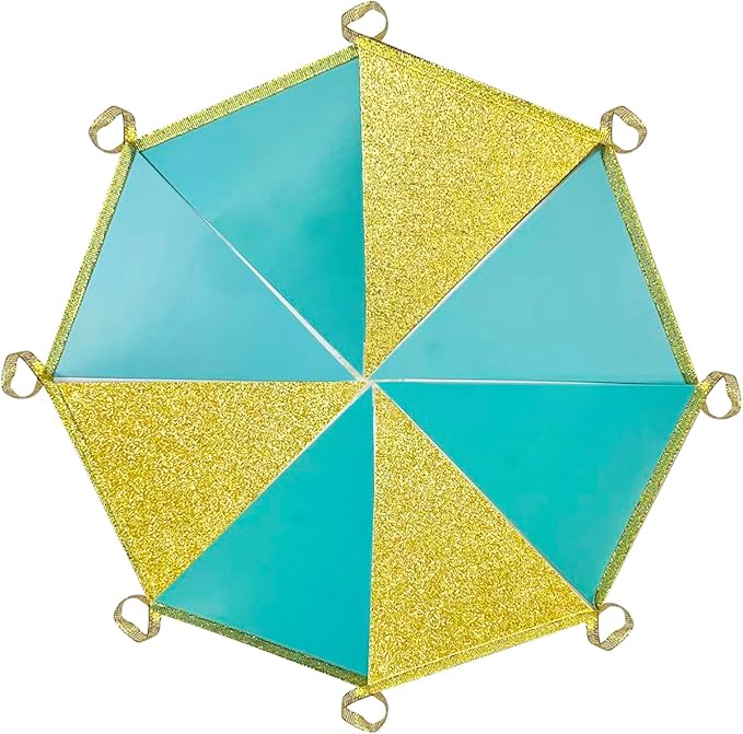 Teal Aqua Blue and Gold Party Decorations Pennant Banner Flag Hanging Glitter Paper Triangle Bunting for Baby Shower Birthday Graduation Bridal Shower Wedding Engagement Turquoise Party Decor Supplies