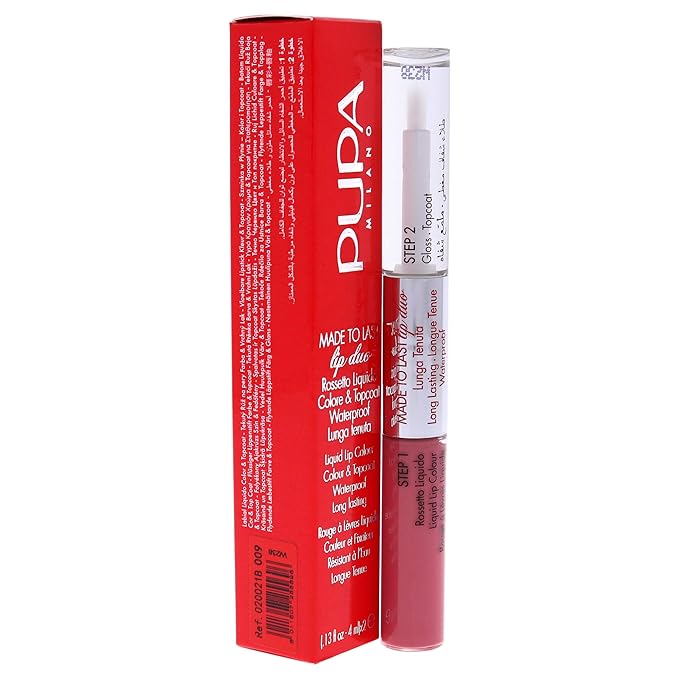 PUPA Milano Made To Last Lip Duo - Smudge-Proof Lip Color And Gloss - Highly Pigmented Shades - One Swipe Color Payoff - Gives Unrivaled Glassy Effect - Long Lasting - 009 Sweet Pink - 0.13 Oz