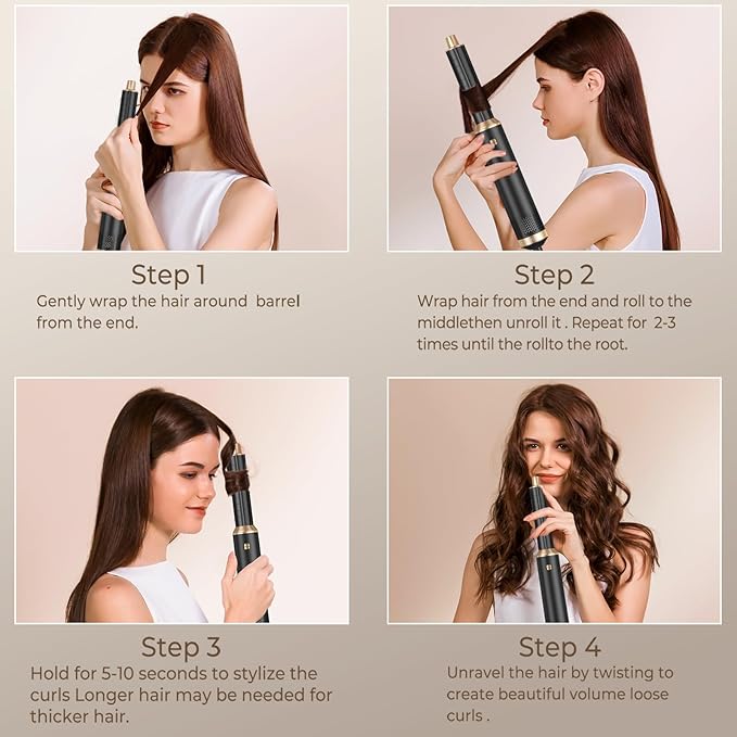 Blow Dryer Brush 5 in 1, Negative Ion Hair Dryer Brush Set Upgrade Hot Air Brush Air Styler Curling Wrap Air Curler, Curling Iron Hair Styling Tools As A Gift for Straight/Curl/Drying/Smoothing