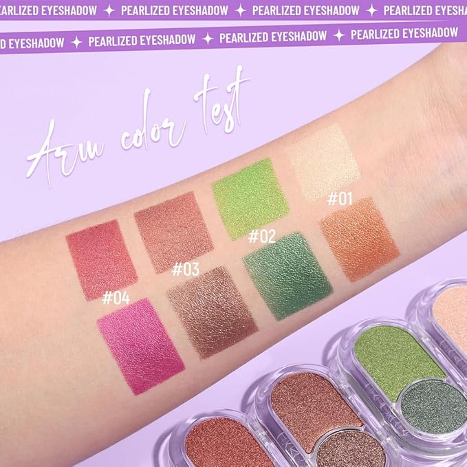 Dual-Color Pearl Eyeshadow Palette – High Pigment Shimmer Eyeshadow Duo, Grass Green & Green Shimmer Eye shadow , Silky Blendable Texture, Waterproof Long-Lasting Eye Makeup for Daily & Glam Looks 02#