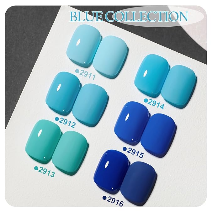 GAOY Blue Gel Nail Polish, Royal Navy Baby Bright Llight Blue Gel Polish Kit for Salon Manicure and Nail Art DIY at Home
