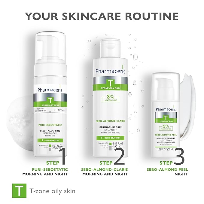 Pharmaceris Sebum Cleansing Foam – Gentle Facial Cleanser Removes Excess Oil, Dirt & Makeup, Helps Unclog Pores, Shine Control Foaming Face Wash for Oily & Sensitive Skin, PURI-SEBOSTATIC, 5.07 fl oz