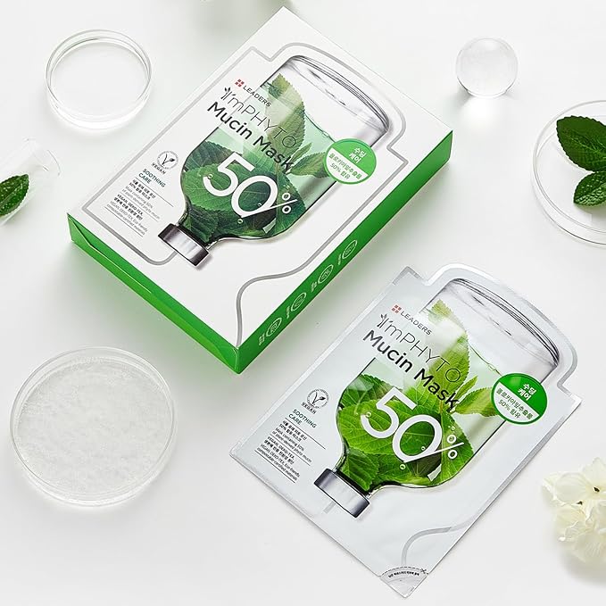 I'MPHYTO Leaders Facial Mask 10 Sheet Mucin Vegan Mask | Soothing Care & Hydrating Skin Care | Natural Plant-Based Ingredient | Certified Vegan | Natural Cellulose Sheet