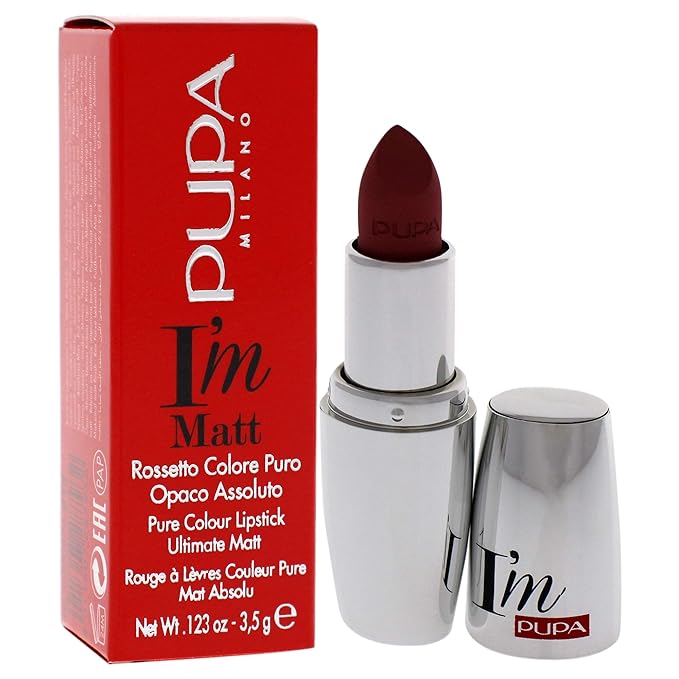 PUPA Milano I Am Matt Pure Colour Lipstick - Dresses Lips In Full, Deep Color - Matte, Velvety And Extremely Sensory Feel - Glides On Without Weighing Lips Down - 012 Angel Rose - 0.123 OZ