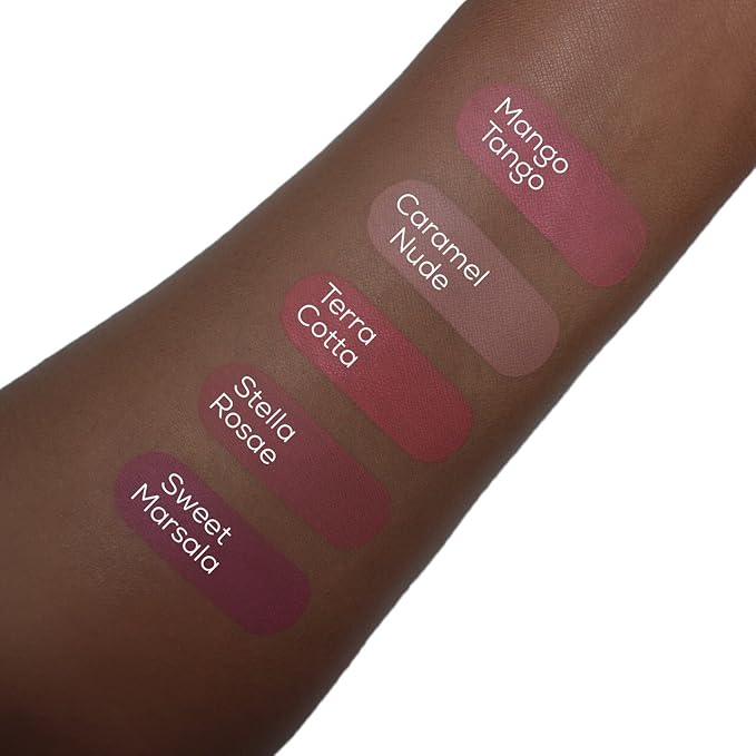 Aromi Matte Liquid Lipstick, Long-lasting, Chestnut, Rosy Lip Color, Vegan, Cruelty-free, Smudge Proof, Earthy Shade, Warm Tone (Stella Rosae)