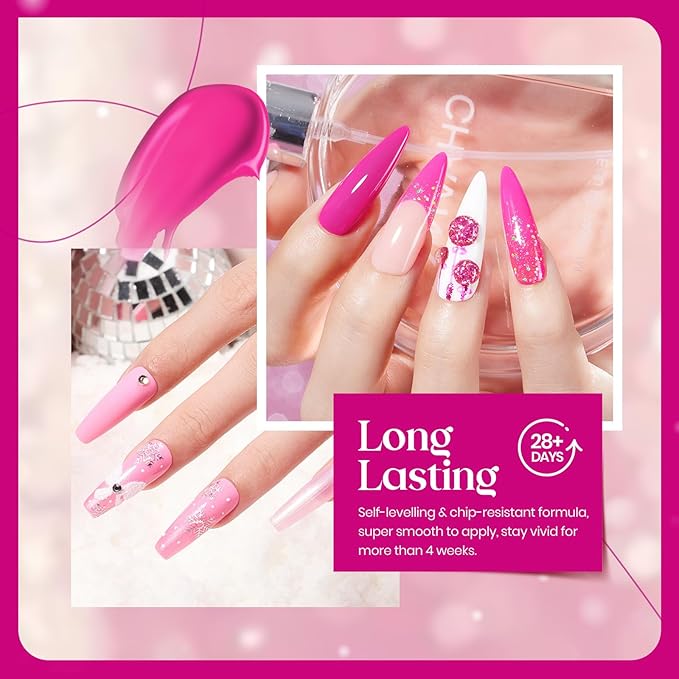 beetles Gel Polish Pink Angel - Christmas Gel Nail Polish Set Pink Rose Nude Glitter Sparkle Light 6 Colors Kit Soak off Uv Led Nail Art DIY Salon Home Gift for Women Girls