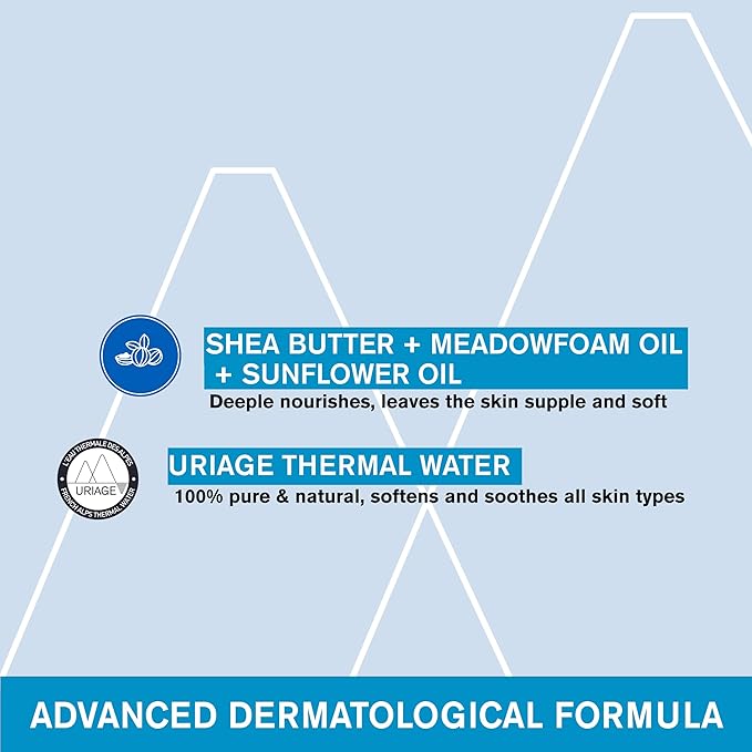 URIAGE Daily Moisturizing Body cleanser with Shea Butter | 2-in-1 Body Wash: Cleanses & Nourishes, Face, Body & Hair, Paraben & Soap-Free, Physiological pH, 500 mL / 17 fl. Oz