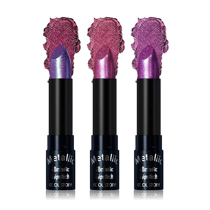 Metallic Glitter Lipstick Set Shimmering Colors (Set-D)
