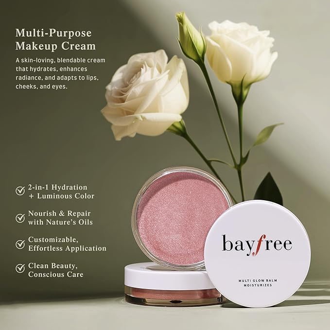 bayfree Multi Glow Balm, Cream Blush for Cheeks, Blush Balm Face Makeup, Radiant Finish, Hydrating, Creamy, Lightweight & Blendable Color, Face Makeup, 0.63 Oz