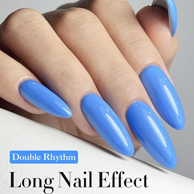 Double Rhythm 15ML Gel Nail Polish Pure Sheer Same Color Same Bottle Soak Off Gel Polish Art Manicure Salon DIY at Home for Women (Blue-A1336)