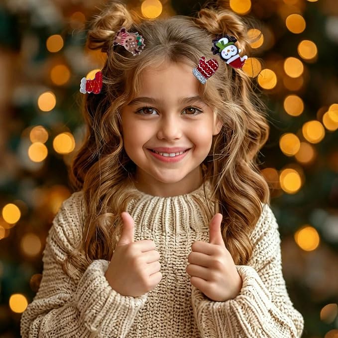 12 Pcs Christmas Claw Clips Christmas Elements Mini Hair Clips with Santa Claus Xmas Hat Gift Snowman Design Strong Hold Non Slip Small Hair Clips for Women Thick and Thin Hair Various Hairstyles