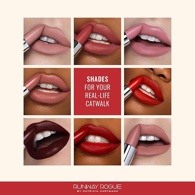 Runway Rogue 90s Vibe Lipstick, Moisturizing Matte Dusty Nude-Pink Lipstick, ‘Front Row’